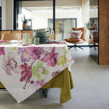 Orchidea Tovaglia Tavola antimacchia maison Sucree 155 x 265 cm 12 posti